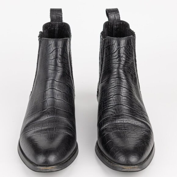 Vince Camuto HAVENTA Black Leather Croc-Embossed Chelsea Boots – Women’s 6.5 - Picture 2 of 11
